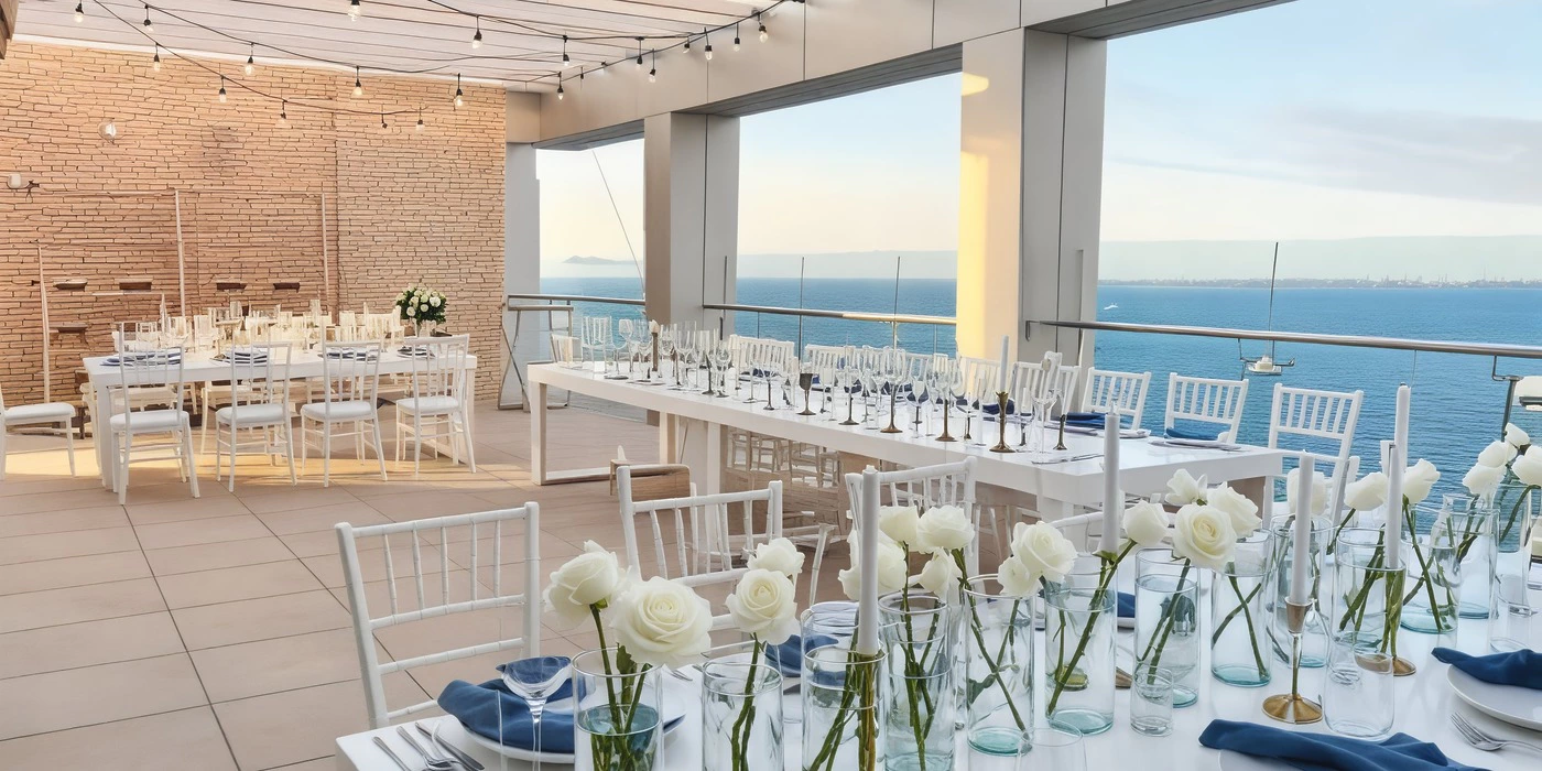 Caribbean Terrace wedding venue at Breathless Cancun Soul with oceanfront reception setup